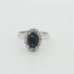 White Gold Sapphire & Diamond Cluster Ring