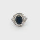 Platinum Royal Blue Sapphire & Diamond Cluster Ring