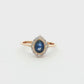 Yellow Gold Blue Sapphire & Diamond Cluster Ring
