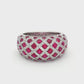 18ct White Gold Ruby Diamond High Dome Ring