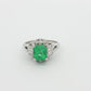 Platinum Emerald & Diamond Cluster Dress Ring