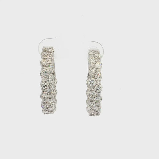 14ct White Gold Diamond Hoop Earrings – 88 Stones
