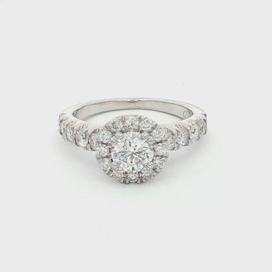 18ct White Gold Diamond Halo Ring