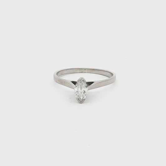 White Gold Marquise Cut Diamond Solitaire Ring