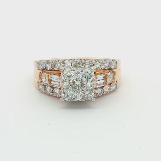 14ct Yellow Gold Diamond Cluster Ring