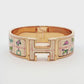Hermes Clic H Wide Enamel Bracelet in Panna Cotta