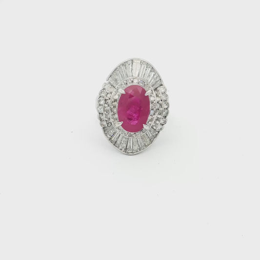 Platinum Ruby and Diamond Ring