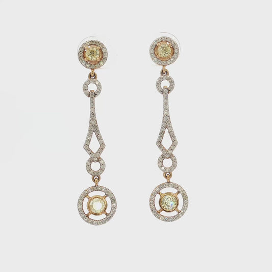 14ct Yellow Gold Diamond Stud–Drop Halo Earrings