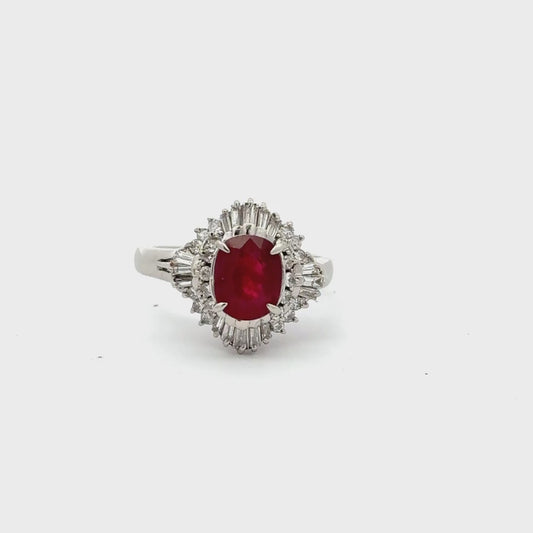 Platinum Ruby Diamond Ballerina Ring