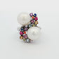 White Gold South Sea Pearl & Gemstone Cluster Ring