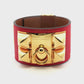 Hermès Collier de Chien Red Leather Gold Bracelet