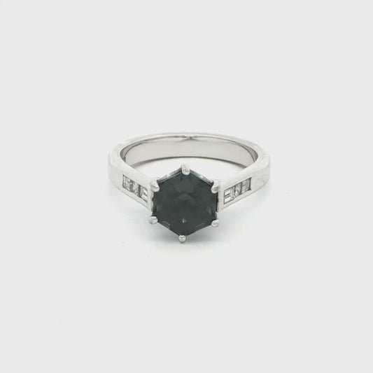 White Gold Sapphire & Diamond Ring