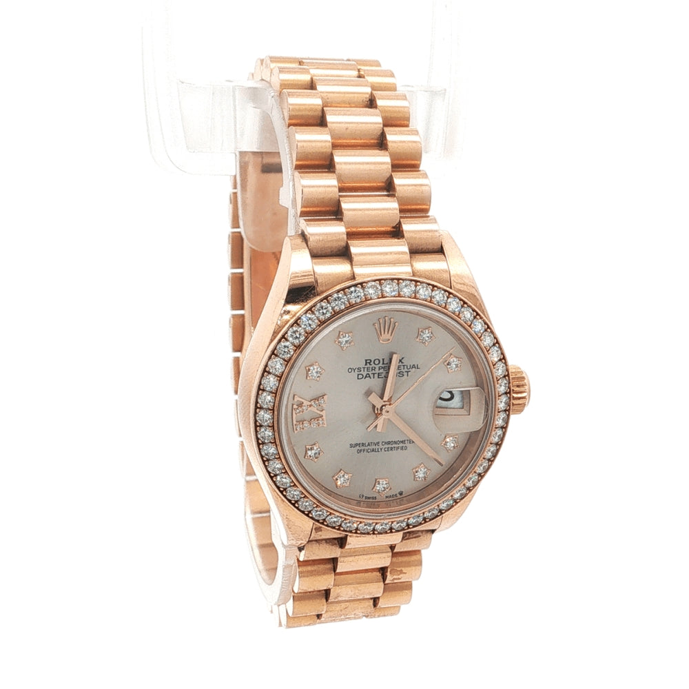 Rolex Lady-Datejust 28 Everose Gold Diamond Watch