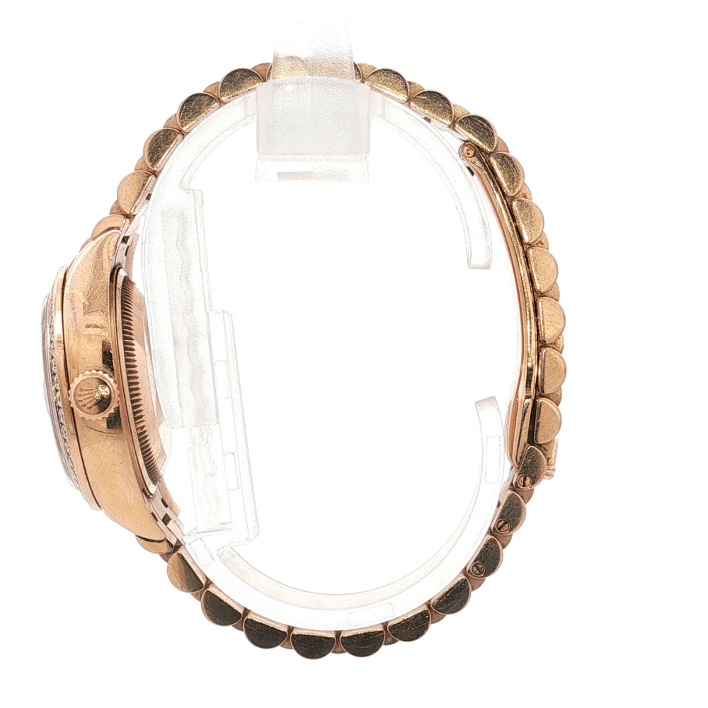 Rolex Lady-Datejust 28 Everose Gold Diamond Watch
