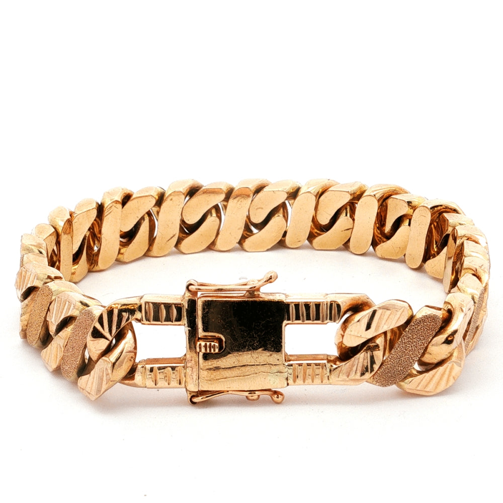 9ct Yellow Gold Diamond-Cut Curb Bracelet