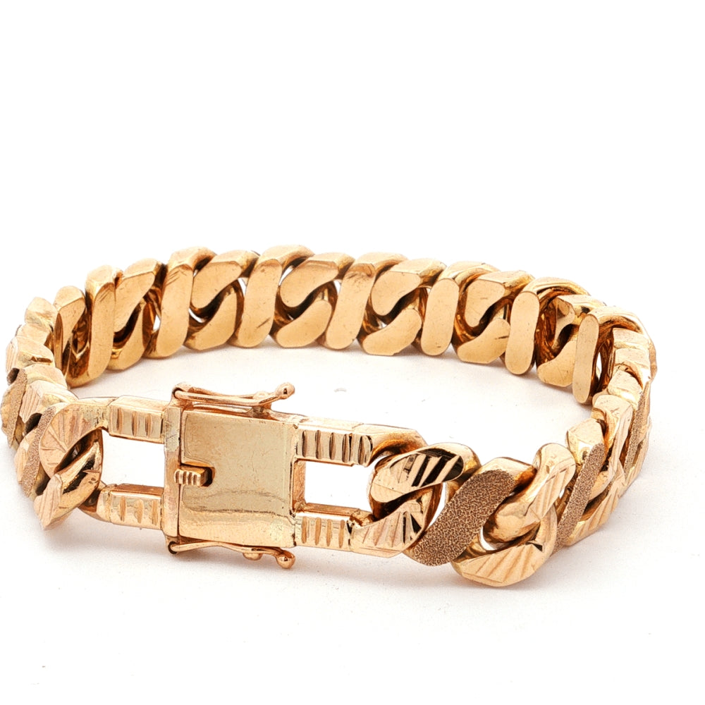 9ct Yellow Gold Diamond-Cut Curb Bracelet