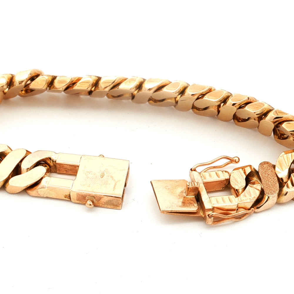 9ct Yellow Gold Diamond-Cut Curb Bracelet