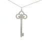 Tiffany & Co. Platinum Diamond Fleur de Lis Key Pendant Necklace