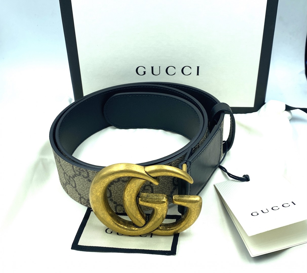 Gucci Double G Leather Monogram Belt - LuvLuxe | SKU: 8885